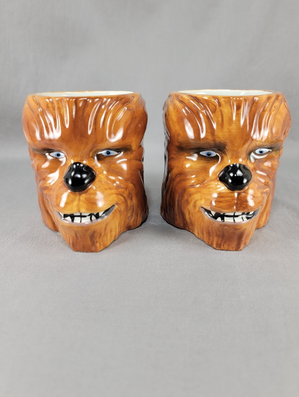 Chewbacca Coffee Mug Star Wars Lucasfilm 3D Sculpted Brown Ceramic Lot of 2